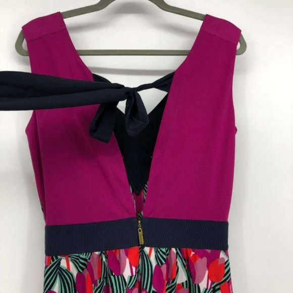Tory Burch Tulip Augustina Pink Red Sleeveless Tie Back Dress - Picture 9 of 16